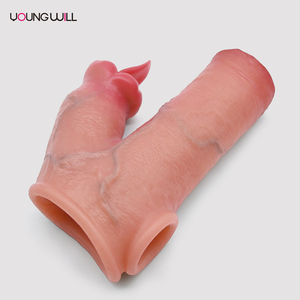 Wieder verwendbare Penis ärmel Extender Realistische Penis Kondom scheide Verzögerung Silikon verlängerung Sexspielzeug für Männer - Product Image 4
