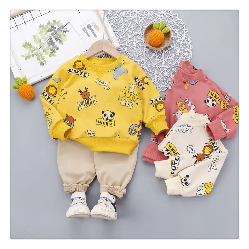 Осенняя детская одежда для мальчиков, лидер продаж, Детский комплект из двух предметов с длинным рукавом