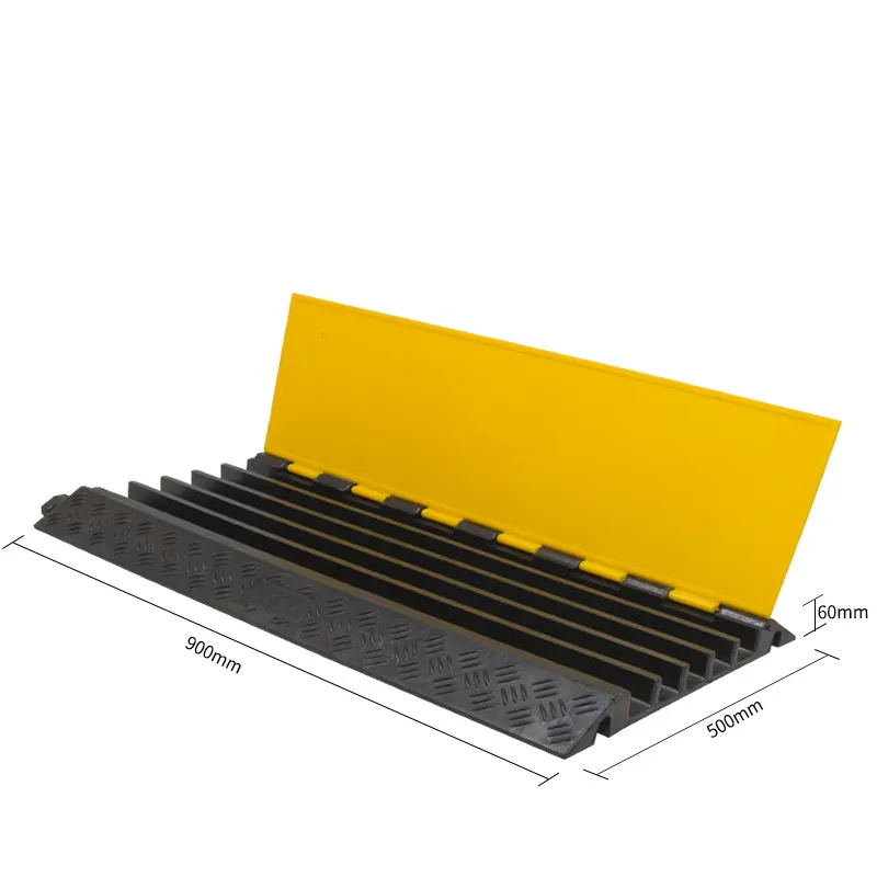 Hot Sale Road Floor Heavy Duty 5 Channel Rubber Cable Protective Guard Speed Bump Cable Ramp Protectors 900X500X60mm