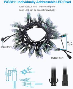 WS2811 5V 50PCs Digital RGB LED Pixel Light Direccionable individualmente DMX Redondo IP67 a prueba de agua - Product Image 3