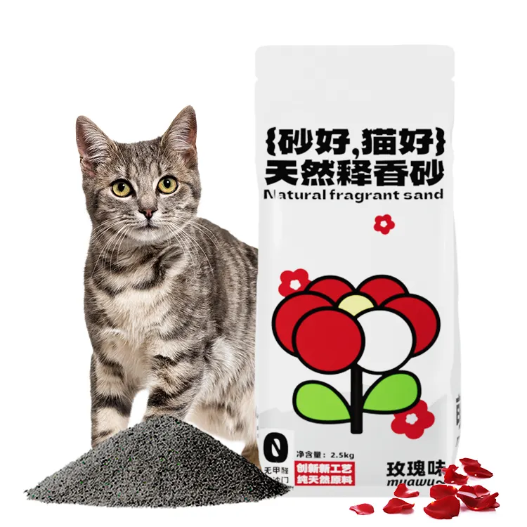 Muawu alta calidad rápidamente agrupamiento Control de olores en forma Ultra Absorben mineral crudo bentonita arena perfumada arena para gatos