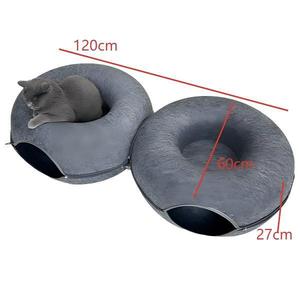 Casa redonda para mascotas, túnel, cama para gatos, cueva, fieltro suave, red para gatos, muebles, embalaje de cartón - Product Image 2