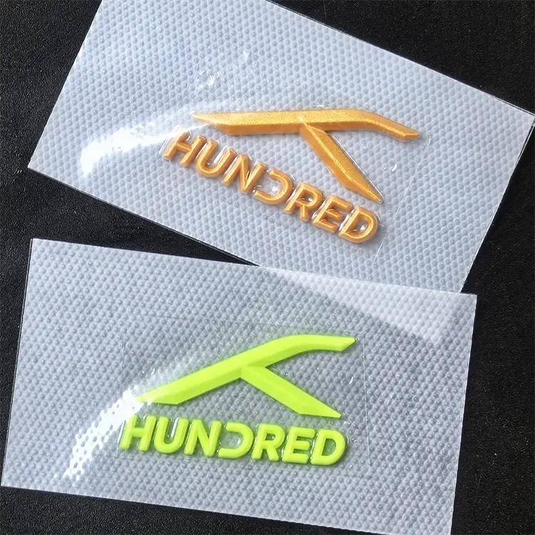 Custom Brand Luxury Clothing 3D Silicone Logos High Density Soft Iron on Heat Transfer Patches for T-shirt