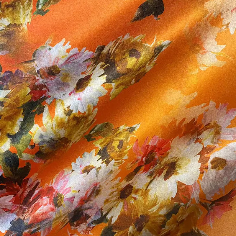 100 tela de satén de seda pura para mujer, estampado digital elegante abstracto, precio de medidor de seda real natural chino