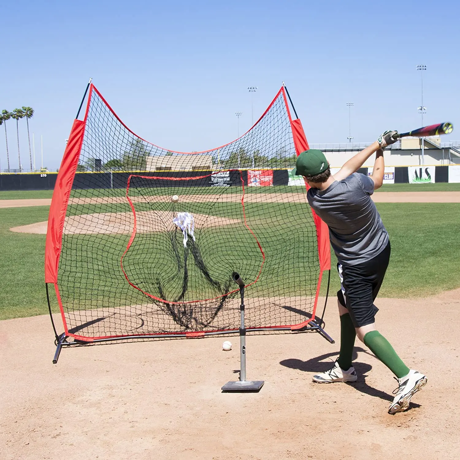 Rete da Baseball per pratica di Softball personalizzata di alta qualità portatile da 7 piedi con Tee e palline da allenamento