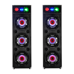 Sistema de torre de altavoz estéreo amplificado para karaoke, luces de fiesta para dj, con ranura USB/SD/MMC, Aux entrada de audio y control remoto, color azul - Product Image 1