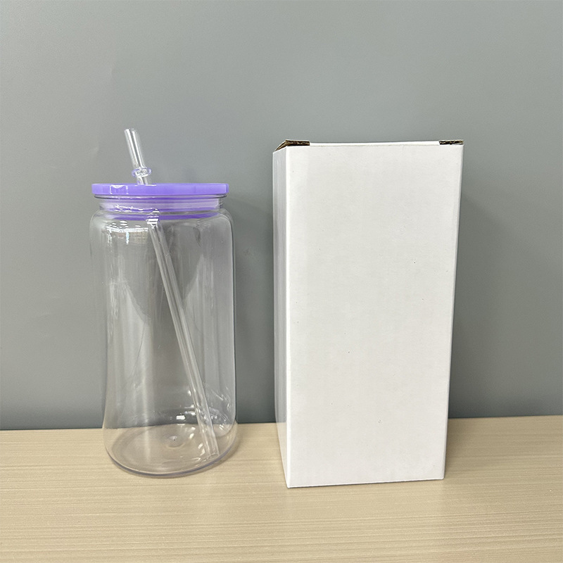 Transparent cup + purple lid