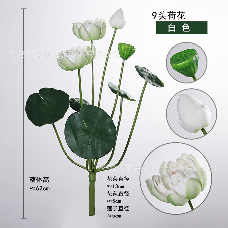 Un bouquet de neuf fleurs de lotus blanches.