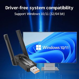 900Mbps 2合1 USB WiFi适配器，带BT 2.4/5.8Ghz双频Win10/11 PC，支持BT5.4/WIFI6的外部接收器 - Product Image 3