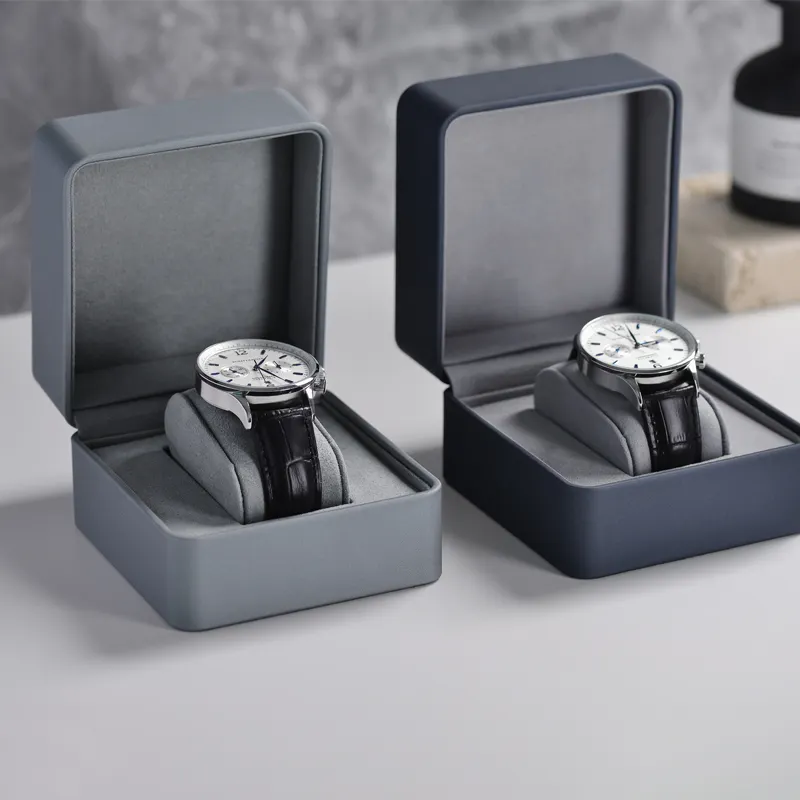 Yeni PU deri özel saat kutusu bir tek saat saklama kutusu basit takı ambalaj hediye kutusu özelleştirme