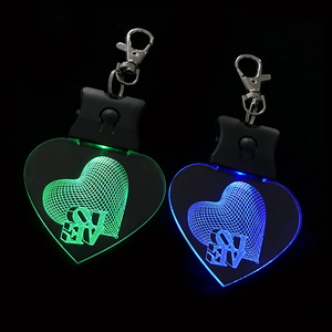 RICHSHINING mini personalizado forma do logotipo acrílico 3D laser gravado LED keyring titular LED luz chaveiro para presentes