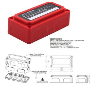 300A 12V Power Distribution <strong>Block</strong> With <strong>3</strong>/8&quot; (M10) 4-Posts <strong>Terminals</strong> <strong>Block</strong> With Cover for Automotive, Marine