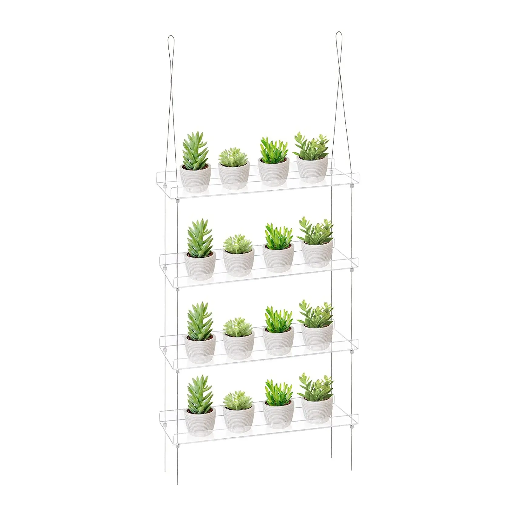 Soporte colgante de pared para plantas, organizador de macetas de flores de 4 niveles, estantes acrílicos de almacenamiento para ventanas