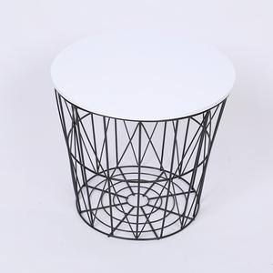 <strong>Set</strong> of 2 Iron <strong>MDF</strong> Metal Wire Round Coffee <strong>Table</strong> <strong>Set</strong> Living Room <strong>Table</strong> - Product Image 5