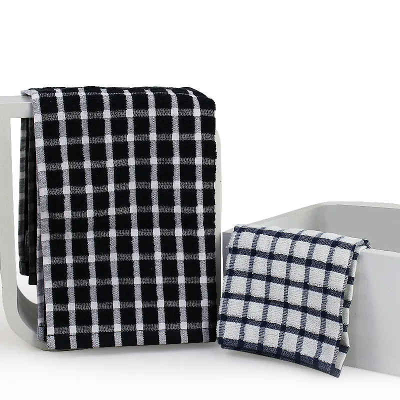Hot Sales quick drying 100% cotton restaurant kitchen tea towel plaid pattern towels