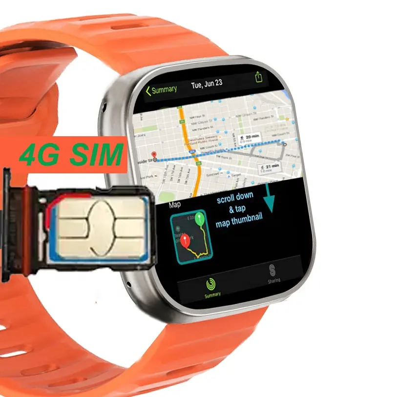 Полный сенсорный экран 2,0 дюймов Wi-Fi GPS SIM-карты слот 4G Смарт-часы android с sim-картой