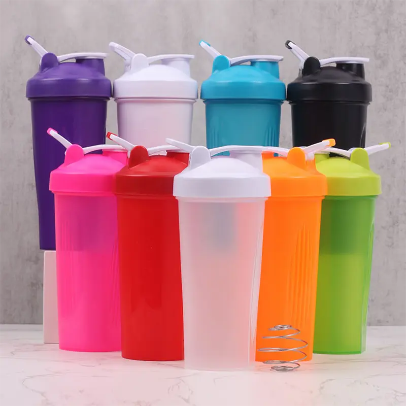 Grosir botol air olahraga plastik bebas Bpa Fitness PP 600ML botol pengocok Protein Gym dengan Logo kustom