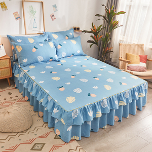 Aloe pamuk çift katmanlı yatak örtüsü çiçek baskılı yatak çarşafı ikili yatak etek + 2 çift yastık yatak çarşafı s - Product Image 5