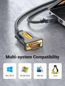 UGREENUSB-RS232アダプターシリアルケーブルDB9オス9ピン (PL2303チップセット付き) RS-232コンバーターケーブル
