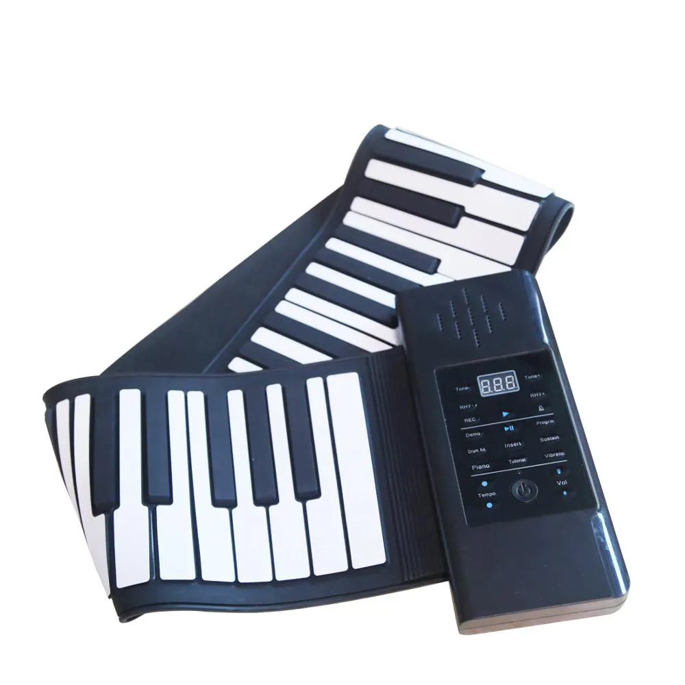 PD61 휴대용 전자 피아노 접이식 61 키 유연한 부드러운 전기 디지털 롤 피아노 음악 키보드