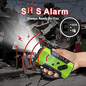 Emergency <strong>Wind</strong> <strong>up</strong> Radio Hand Crank AM/FM/WB Radio 2000mAh Outdoor Solar Crank Radio with SOS Alarm <strong>LED</strong> Flashlight Reading Lamp - Product Image 5