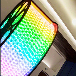Смарт-5050 RGB, Светодиодная лента, 220 В, контроллер с переключателем, режим затемнения, прыжки, бегущая лошадь, с эффектом потока воды, 8 мм, ПВХ корпус - Product Image 1