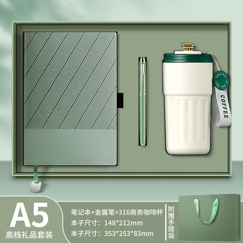 Juego de taza y cuaderno verde claro 316