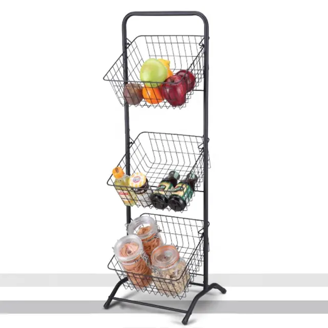 Household Storage Shelves Sturdy and durable carbon frame 4 tier powder coating kitchen vegetable fruit Storage Rack