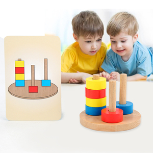 Three-Color Wooden Stacking Toy Column <strong>Cognitive</strong> <strong>S</strong> Sorter for 2-4 and 5-7 Years Game Teaching Tool - Product Image 4