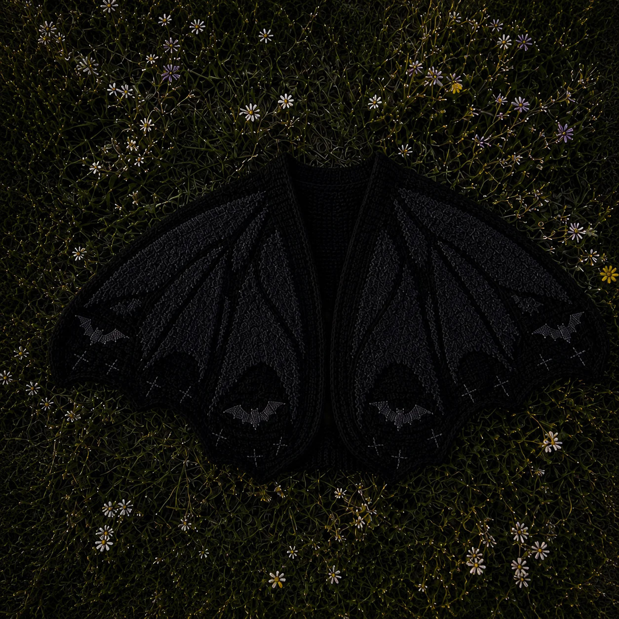 Mantón de murciélago-negro gris oscuro