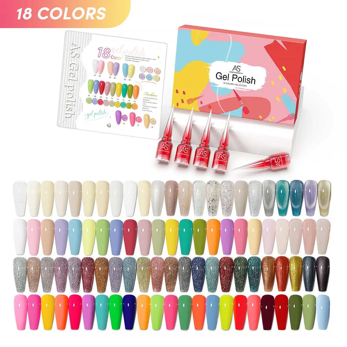 AS 18 Color Gel Nagellack Set 600 Farben Semi Permanent UV Led Gel Lack Nagel Gel Art Design Kit einweichen