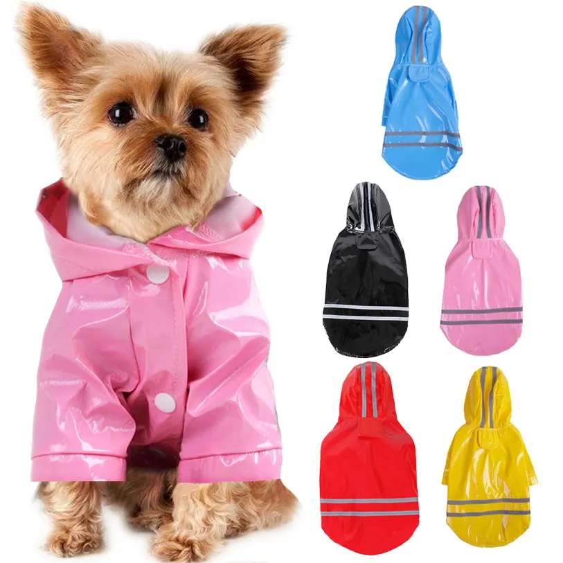 S-XLペット犬の服フード付きレインコート反射ストリップ犬レインコート防水ジャケット子犬のための屋外通気性のある服