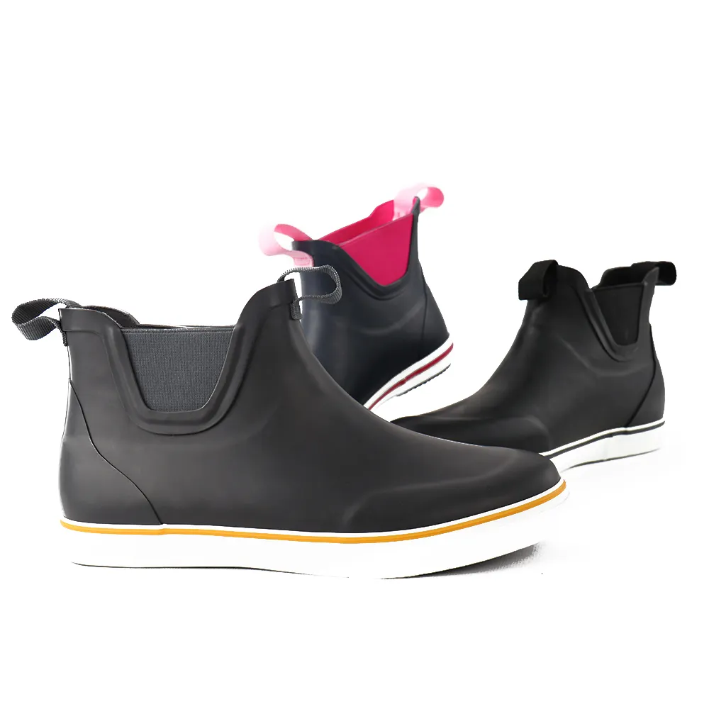 Botas de chuva masculinas, antiderrapante, leve, à prova d' água, logotipo personalizado, tornozelo, borracha natural, botas de chuva