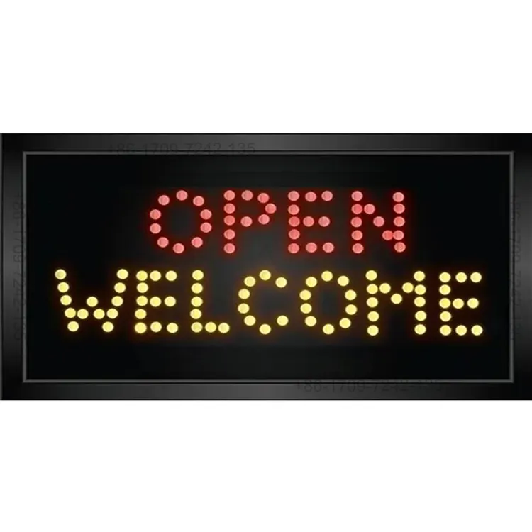 Tanda Led kustom LED pabrik tanda warna "Buka Selamat Datang" tanda Led kustom