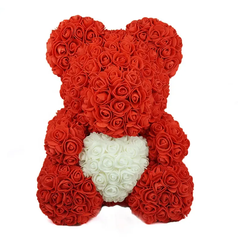 Urso de rosas de flores artificiais, rosa, urso de pelúcia, artificial, feito na china, melhor presente de dia dos namorados, presente de natal