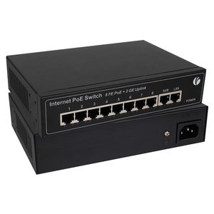 VCOM 8端口10/100Mbps PoE交换机2GE上行链路1000Mbps网络切换器安全摄像机监控箱 - Product Image 5