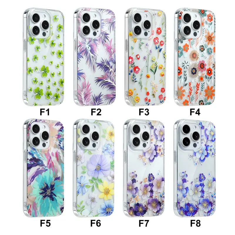 เคสโทรศัพท์สีใสลายดอกไม้มีสไตล์และดีไซน์เก๋ไก๋สำหรับ iPhone 15 14 13 12 11และ Samsung S22 S23ซีรีส์
