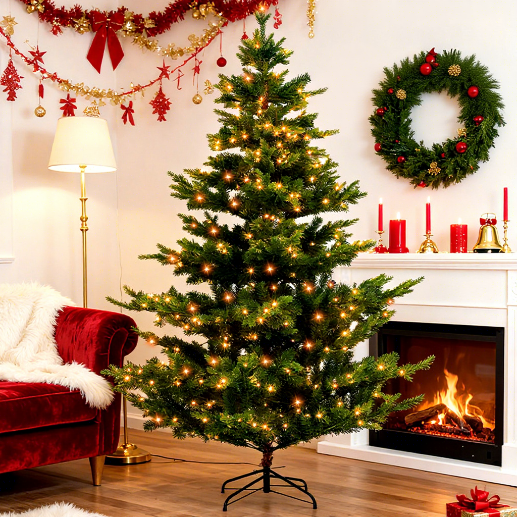 PE Hybrid/Fir Tree 2.4m Built-in LED500 Lights