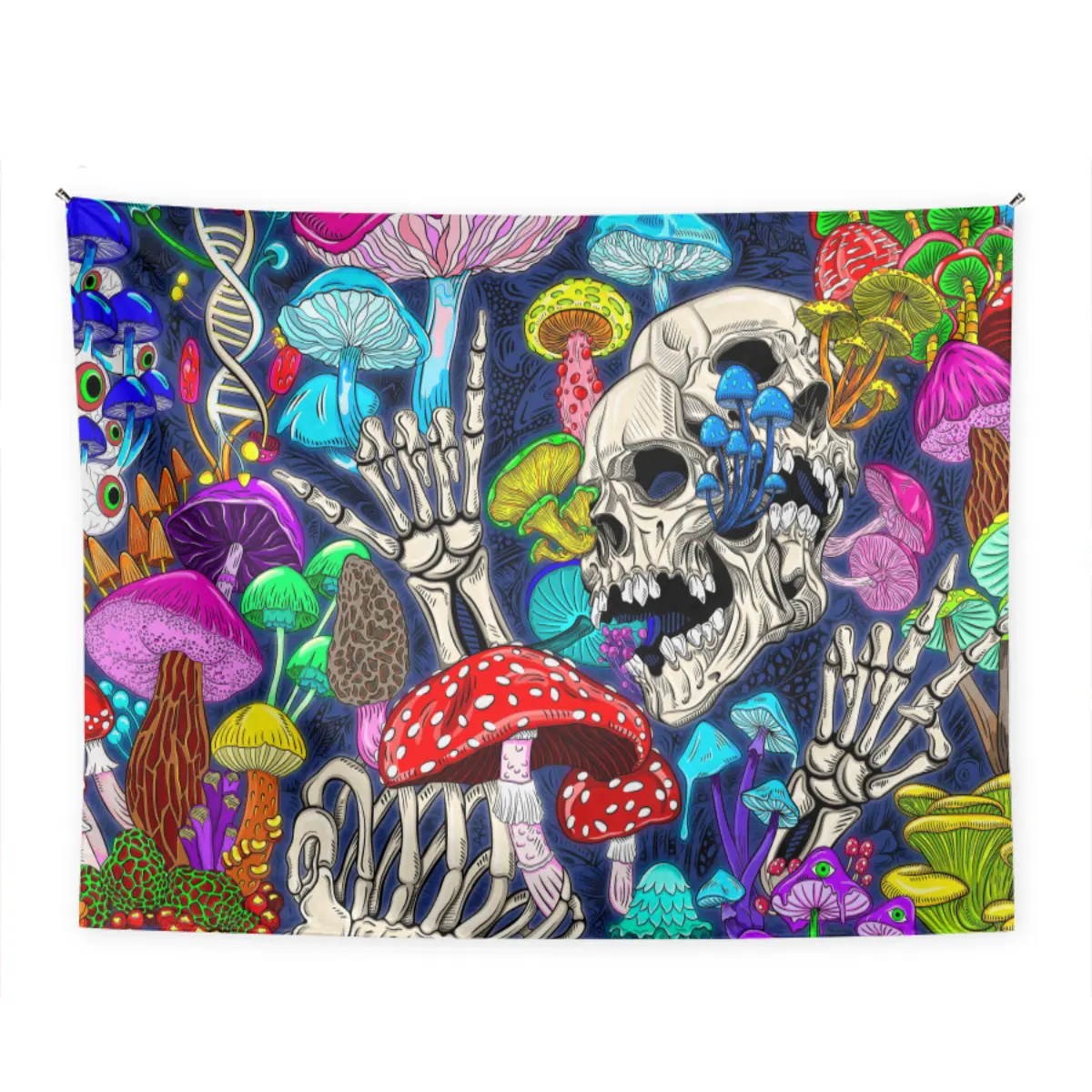 Tapiz de seta de fantasía, tejido de seta, decoración colgante de pared, tapiz de calavera