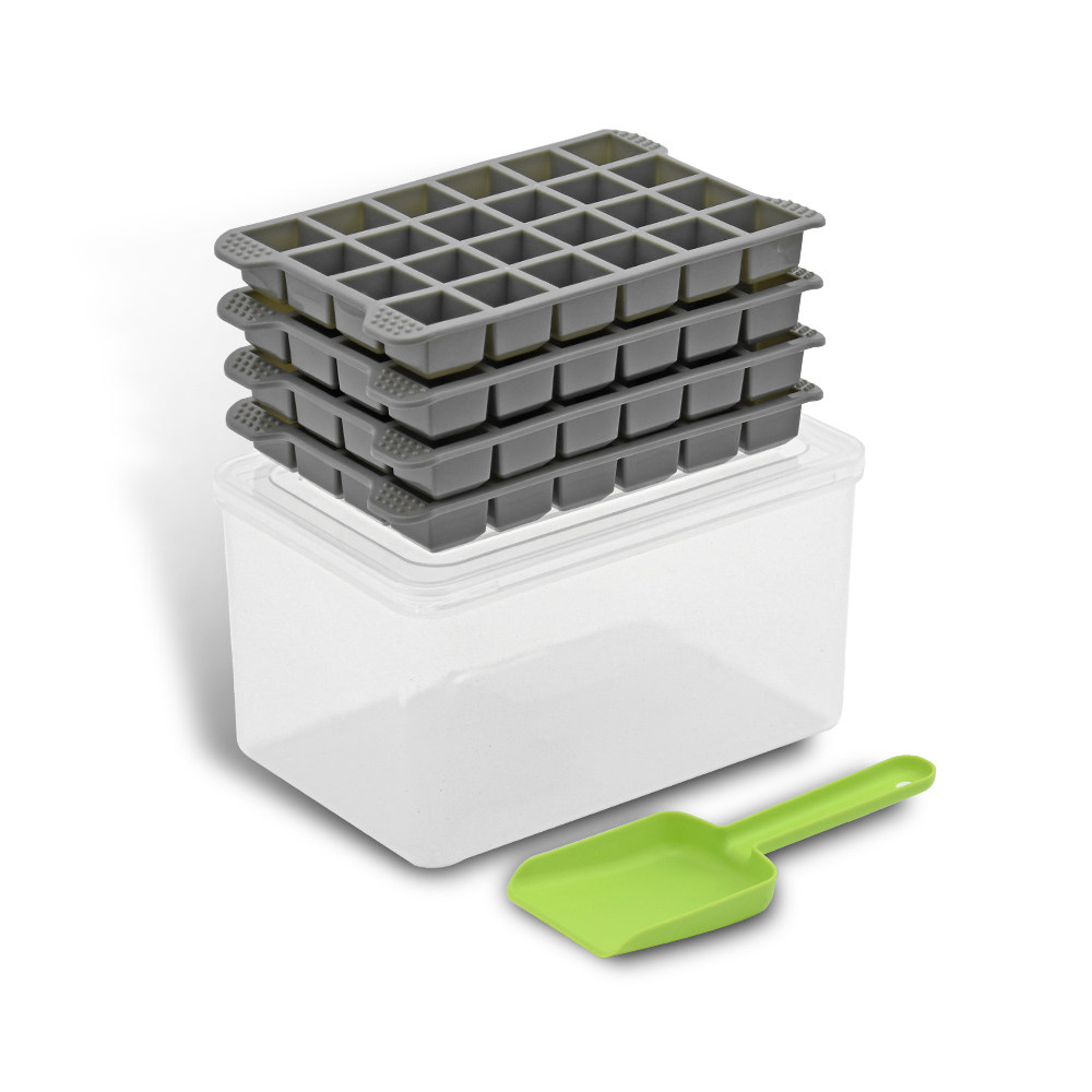 Bac à glaçons 96 cavités avec bac et cuillère Gris fumé