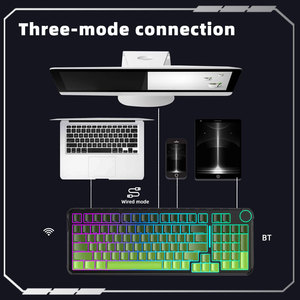 Keywin TK 98คีย์แบบไดนามิกคีย์บอร์ดเล่นเกมแบบกลไกไร้สาย RGB ทนต่อการสึกหรอคีย์บอร์ด PBT รูปแบบที่กำหนดเองพร้อมปุ่มปรับระดับเสียง - Product Image 5