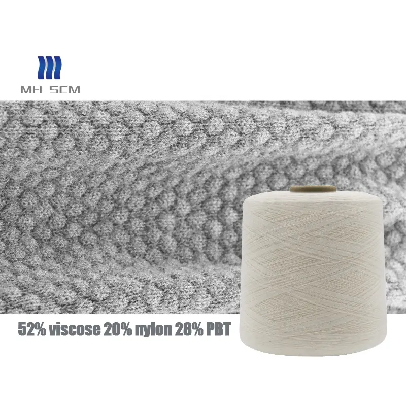 Personalizza il nuovo modello più popolare 52% viscosa 20% Nylon 28% Pbt filato Soft Core per maglione lavorato a maglia 2/48Nm