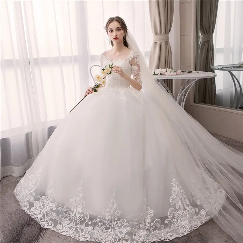 Robe de mariée en dentelle blanche, robe de mariée plate, taille amincissante, élégante, vente directe en usine, nouvelle collection 2022
