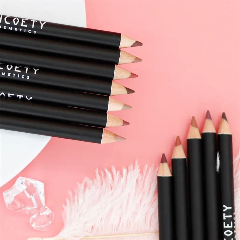 Pabrik Label pribadi LANGSUNG 12 warna matte tahan air kosmetik lipliner pensil set dalam kemasan pink