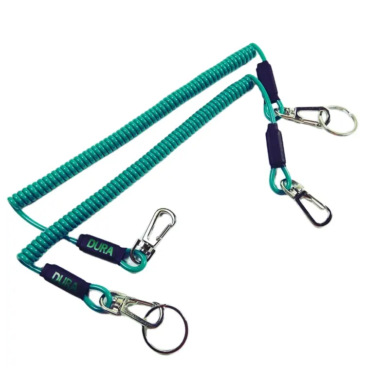 Promotion spring elastic coil fishing lanyard keychain