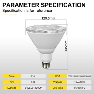 Hiệu suất cao 16W PAR38 dẫn bóng đèn 2700k/3000K/4000K/5000K AC điện với E26-40 °/25 ° cơ sở hiệu suất cao dẫn ánh sáng - Product Image 2