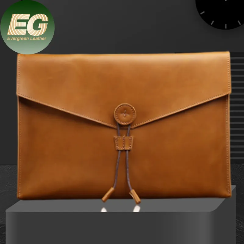 Emg6469 embalagem de logotipo personalizado, embalagem personalizada vintage, bolsa de envelope genuíno para documentos de negócios