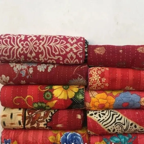 Design elegante trapunta Vintage Kantha nuovo arrivo copriletto floreale indiano multicolore stampato reversibile per l'esportazione