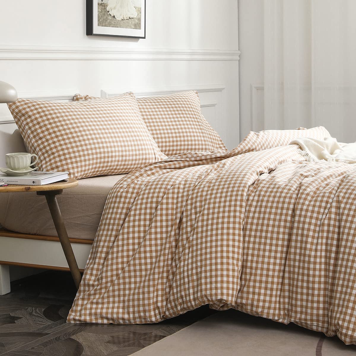 European Style Double Side Stone Washed Cotton Bed Linen bedroom bed set