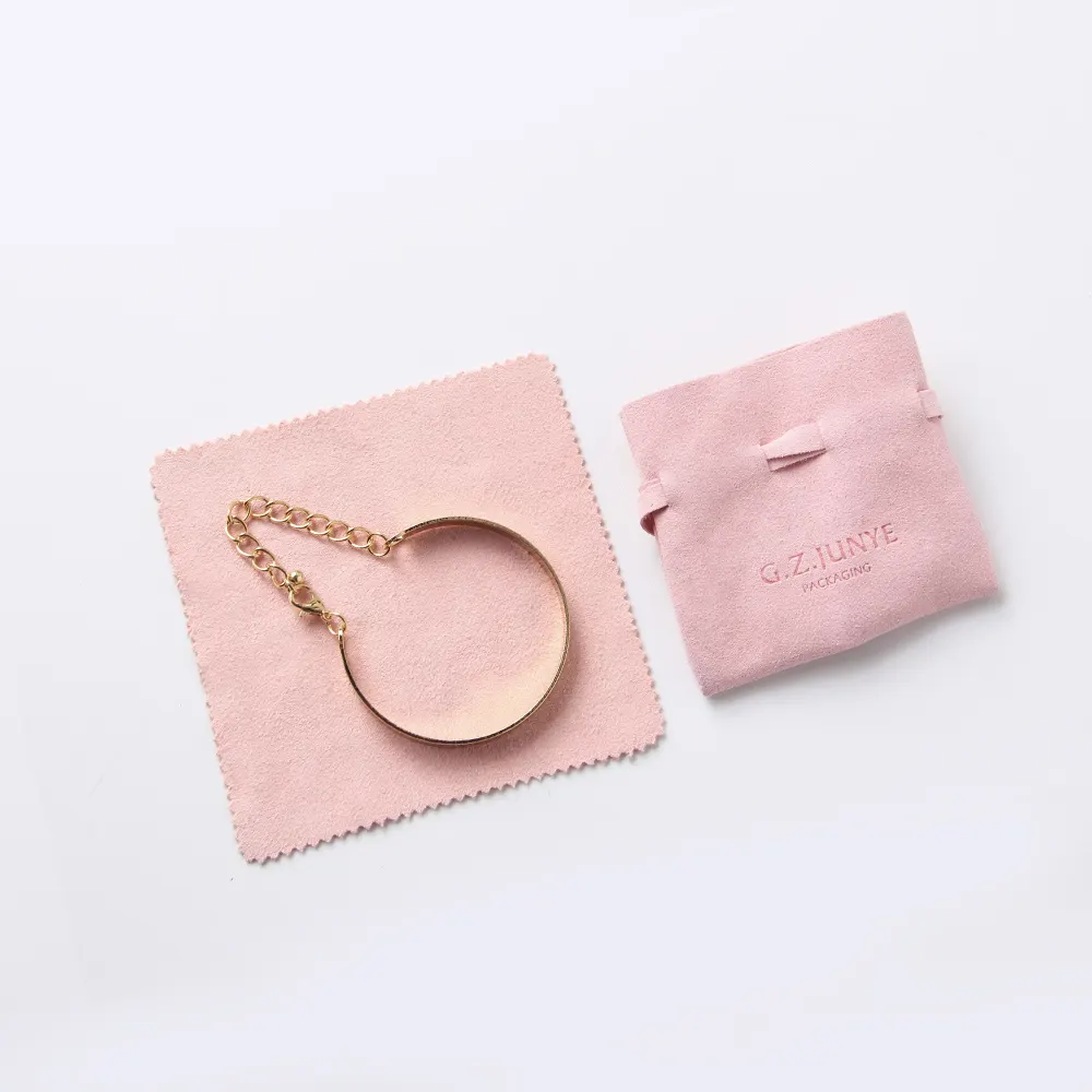 Logotipo personalizado color rosa pequeño regalo logotipo embalaje maquillaje boquilla lápiz Stand Up bolsa joyería bolsas